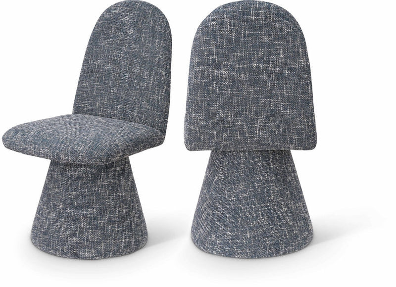 Renuar Fabric Upholstered Dining Chair in Blue, Set of 2 - 869Blue-C