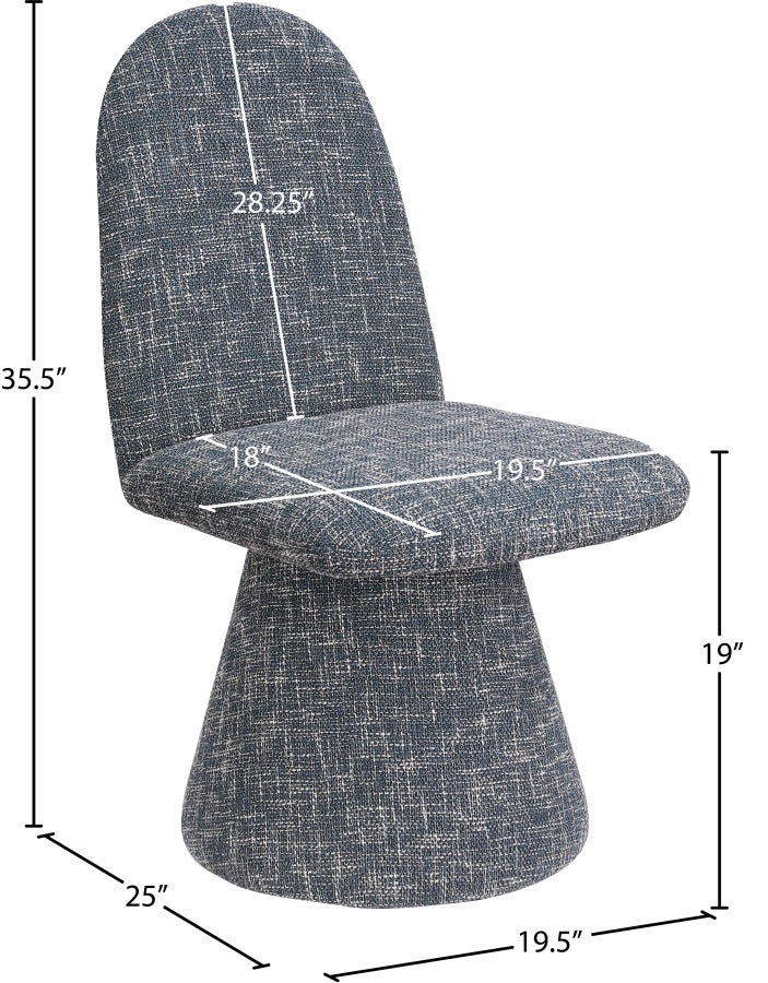 Renuar Fabric Upholstered Dining Chair in Blue, Set of 2 - 869Blue-C