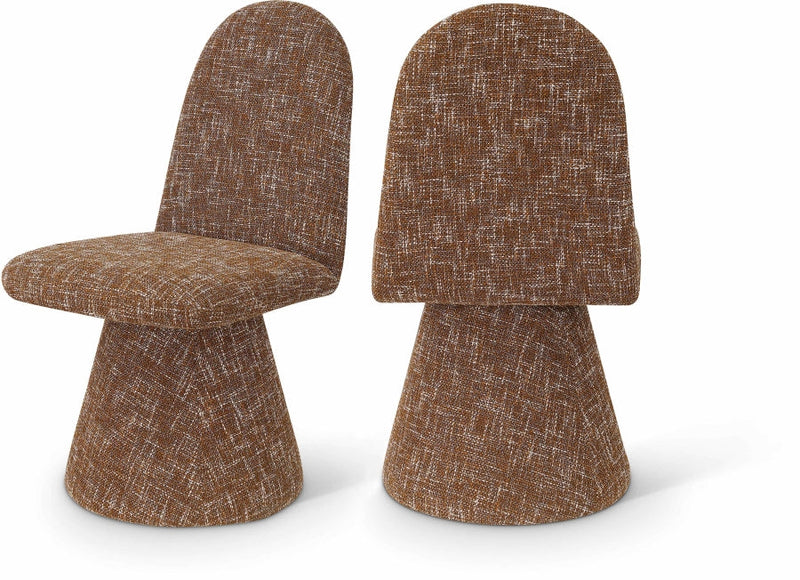 Renuar Fabric Upholstered Dining Chair in Cognac, Set of 2 - 869Cognac-C