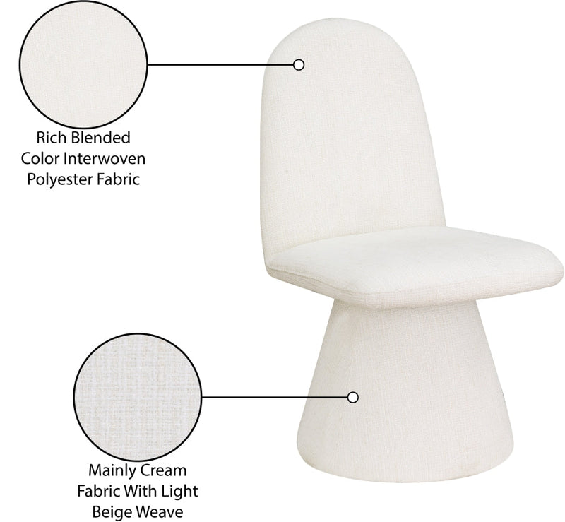 Renuar Fabric Upholstered Dining Chair in Cream, Set of 2 - 869Cream-C