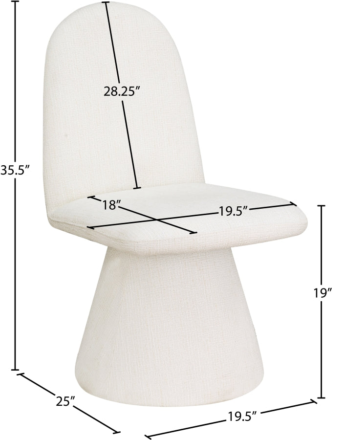 Renuar Fabric Upholstered Dining Chair in Cream, Set of 2 - 869Cream-C