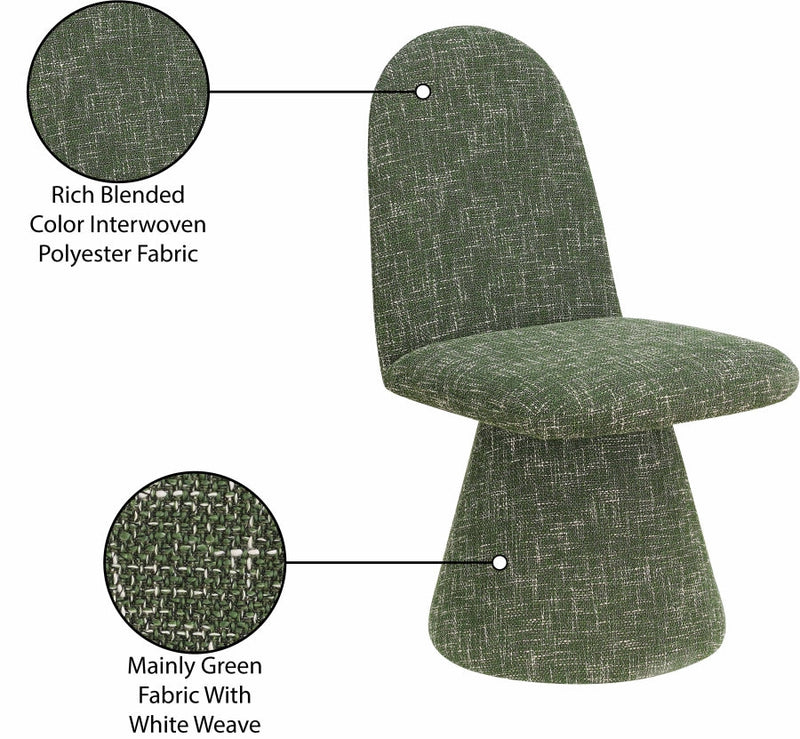 Renuar Fabric Upholstered Dining Chair in Green, Set of 2 - 869Green-C