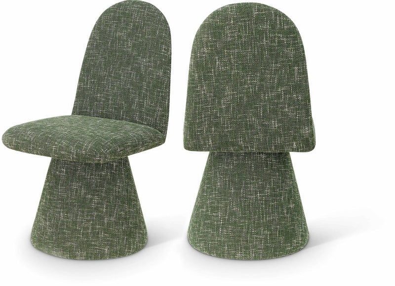 Renuar Fabric Upholstered Dining Chair in Green, Set of 2 - 869Green-C