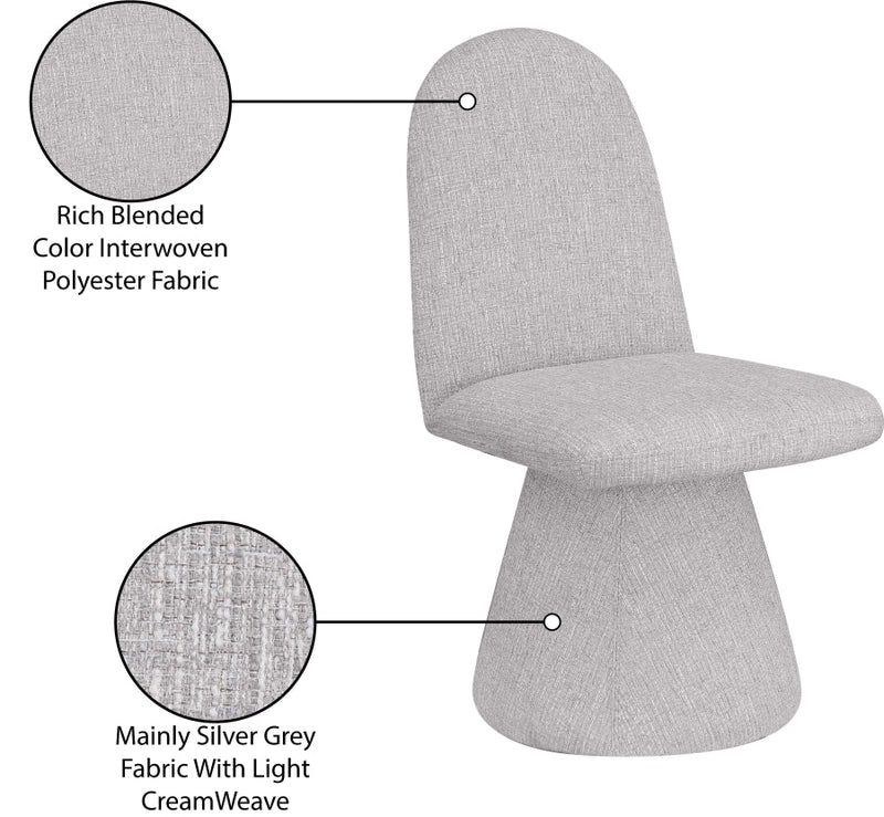 Renuar Fabric Upholstered Dining Chair in Grey, Set of 2 - 869Grey-C