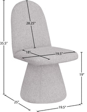 Renuar Fabric Upholstered Dining Chair in Grey, Set of 2 - 869Grey-C