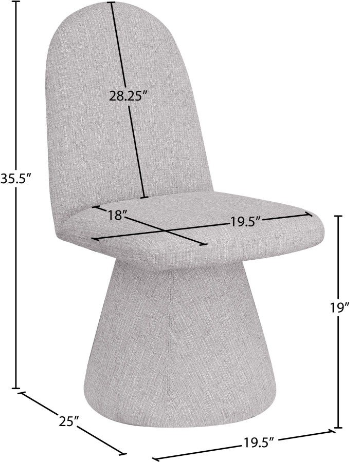 Renuar Fabric Upholstered Dining Chair in Grey, Set of 2 - 869Grey-C