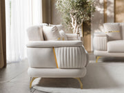 Resital 3-pieces (Sofa & Loveseat & Chair) Livingroom Set in Cream - 200-ST-RES-FLORIA04-321