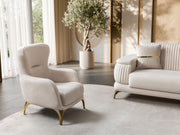 Resital 3-pieces (Sofa & Loveseat & Chair) Livingroom Set in Cream - 200-ST-RES-FLORIA04-321