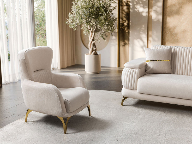 Resital 3-pieces (Sofa & Loveseat & Chair) Livingroom Set in Cream - 200-ST-RES-FLORIA04-321