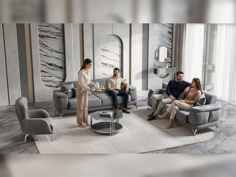 Resital 3-pieces (Sofa & Loveseat & Chair) Livingroom Set in Cream - 200-ST-RES-FLORIA04-321