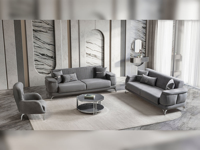 Resital 3-pieces (Sofa & Loveseat & Chair) Livingroom Set in Grey - 200-ST-RES-FLORIA22-321