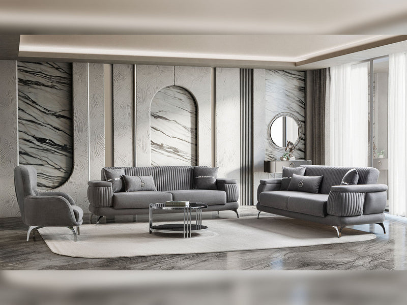 Resital 3-pieces (Sofa & Loveseat & Chair) Livingroom Set in Grey - 200-ST-RES-FLORIA22-321