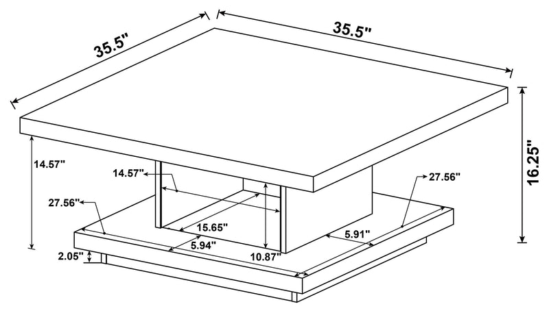 Reston Square Engineered Wood Coffee Table with Casters Cappuccino - 705168