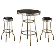 Retro 3-piece Round 1950s Bistro Pub Bar Table Set Black - 2405-S3