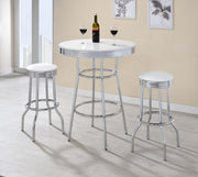 Retro 3-piece Round 1950s Bistro Pub Bar Table Set White - 2300-S3