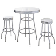 Retro 3-piece Round 1950s Bistro Pub Bar Table Set White - 2300-S3