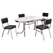 Retro 5-piece Oval Dining Table Set White and Black - 2065-S5