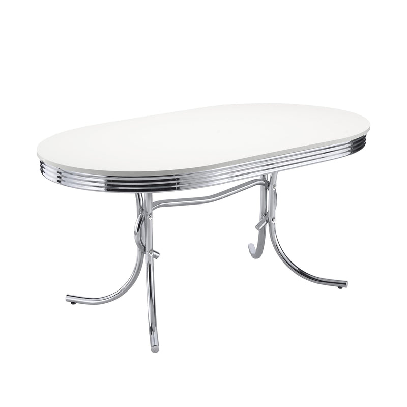 Retro 5-piece Oval Dining Table Set White and Black - 2065-S5