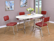 Retro 5-piece Oval Dining Table Set White and Red - 2065-S5R