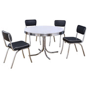 Retro 5-piece Round Dining Table Set White and Black - 2388-S5