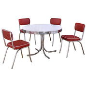 Retro 5-piece Round Dining Table Set White and Red - 2388-S5R