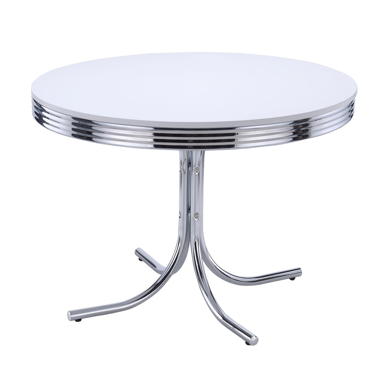 Retro 5-piece Round Dining Table Set White and Red - 2388-S5R