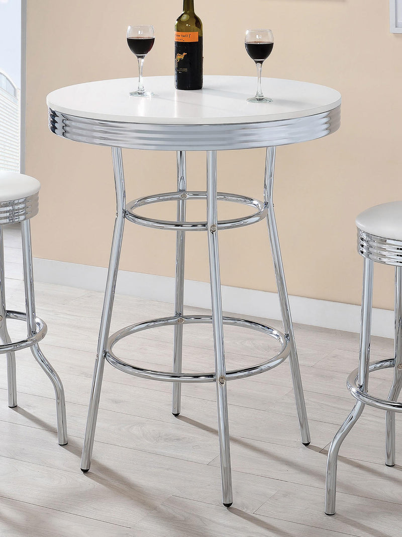 Retro Round 30-inch 1950's Bistro Pub Height Bar Table White - 2300