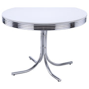 Retro Round 42-inch Wood Top Dining Table White and Chrome - 2388