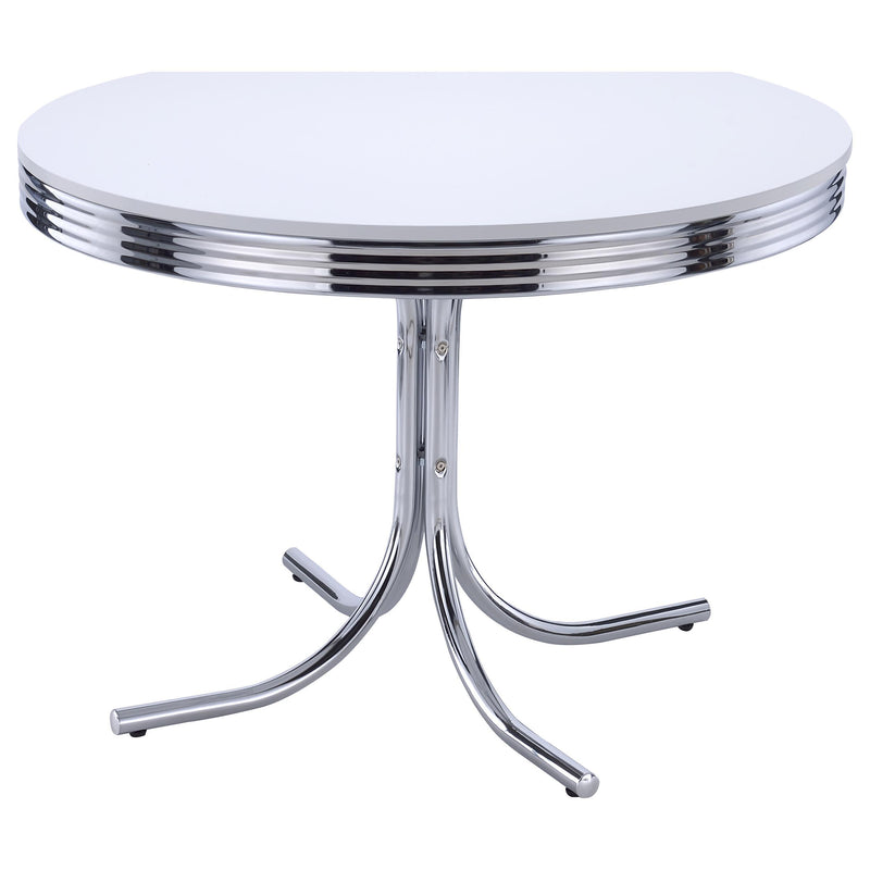 Retro Round 42-inch Wood Top Dining Table White and Chrome - 2388