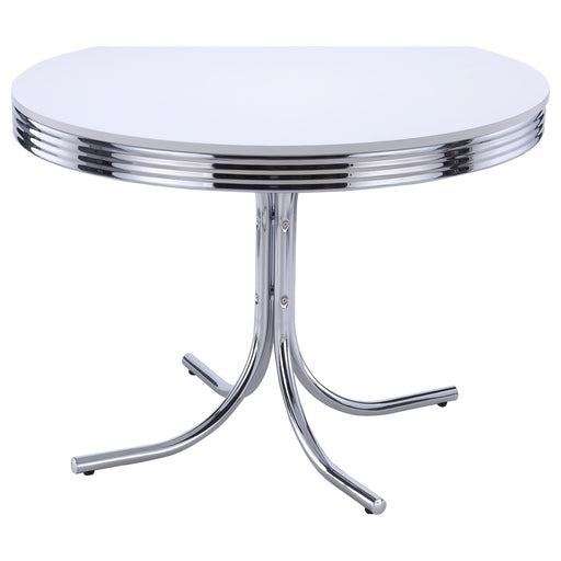 Retro Round 42-inch Wood Top Dining Table White and Chrome - 2388