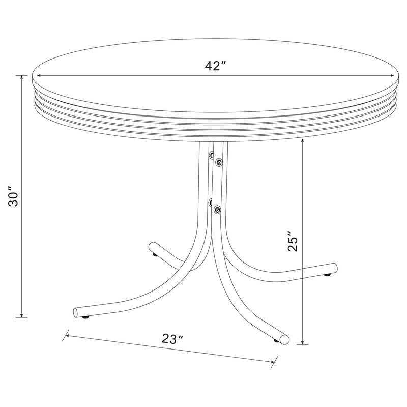 Retro Round 42-inch Wood Top Dining Table White and Chrome - 2388