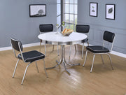 Retro Round 42-inch Wood Top Dining Table White and Chrome - 2388