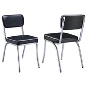 Retro Upholstered Dining Side Chair Black (Set of 2) - 2066
