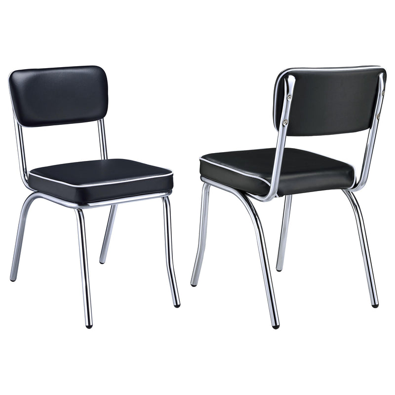 Retro Upholstered Dining Side Chair Black (Set of 2) - 2066