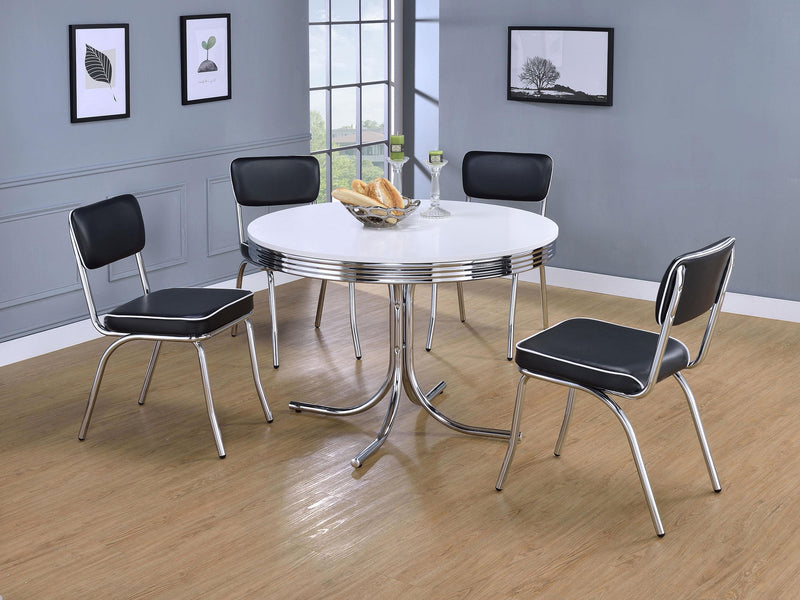 Retro Upholstered Dining Side Chair Black (Set of 2) - 2066