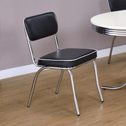 Retro Upholstered Dining Side Chair Black (Set of 2) - 2066