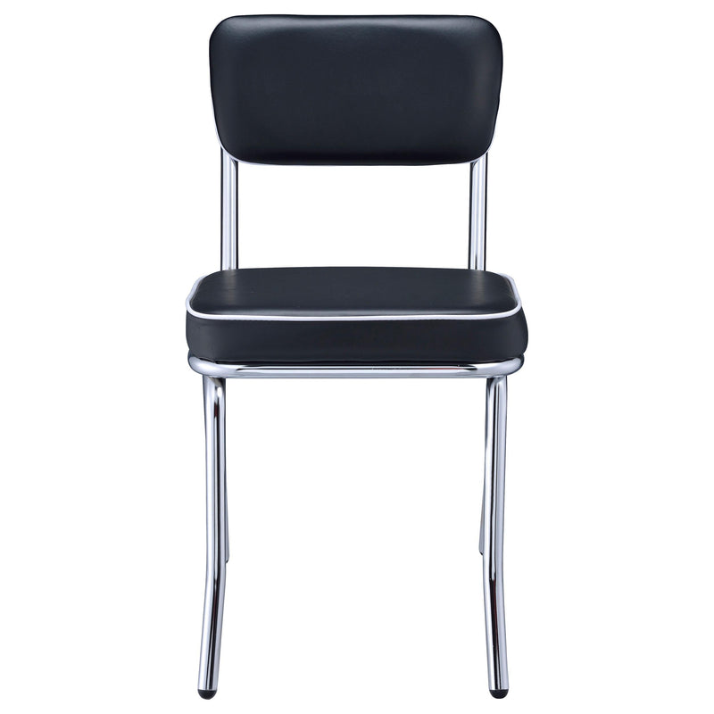 Retro Upholstered Dining Side Chair Black (Set of 2) - 2066