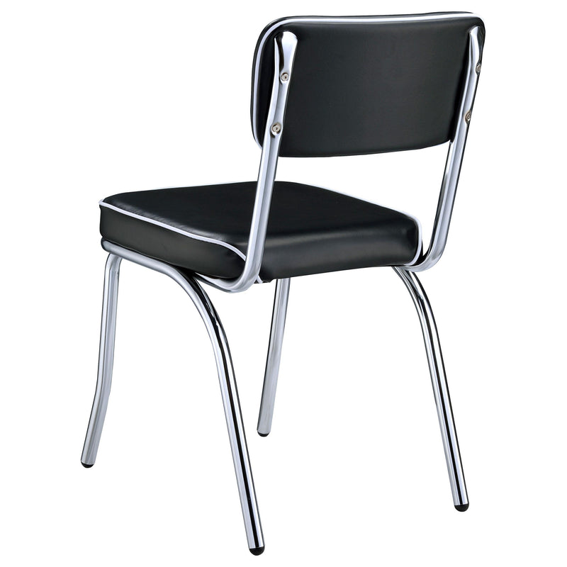 Retro Upholstered Dining Side Chair Black (Set of 2) - 2066