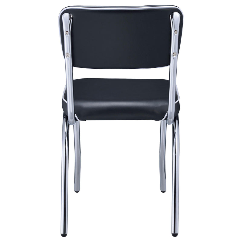 Retro Upholstered Dining Side Chair Black (Set of 2) - 2066