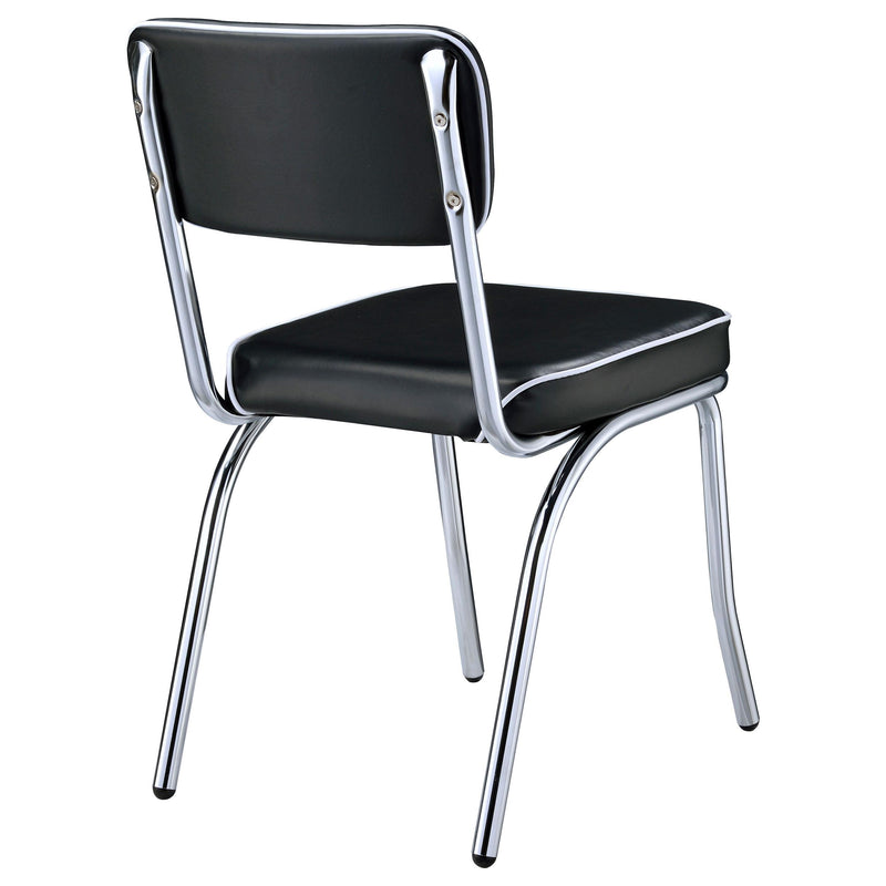 Retro Upholstered Dining Side Chair Black (Set of 2) - 2066