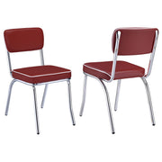 Retro Upholstered Dining Side Chair Red (Set of 2) - 2450R