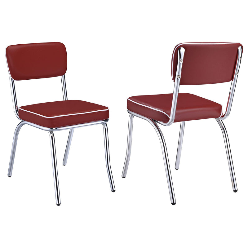 Retro Upholstered Dining Side Chair Red (Set of 2) - 2450R
