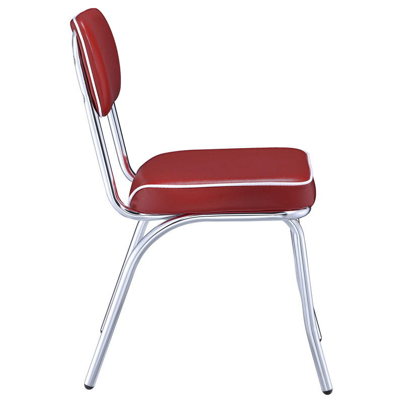 Retro Upholstered Dining Side Chair Red (Set of 2) - 2450R