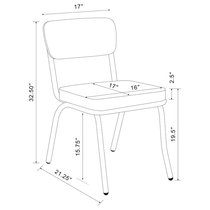 Retro Upholstered Dining Side Chair Red (Set of 2) - 2450R
