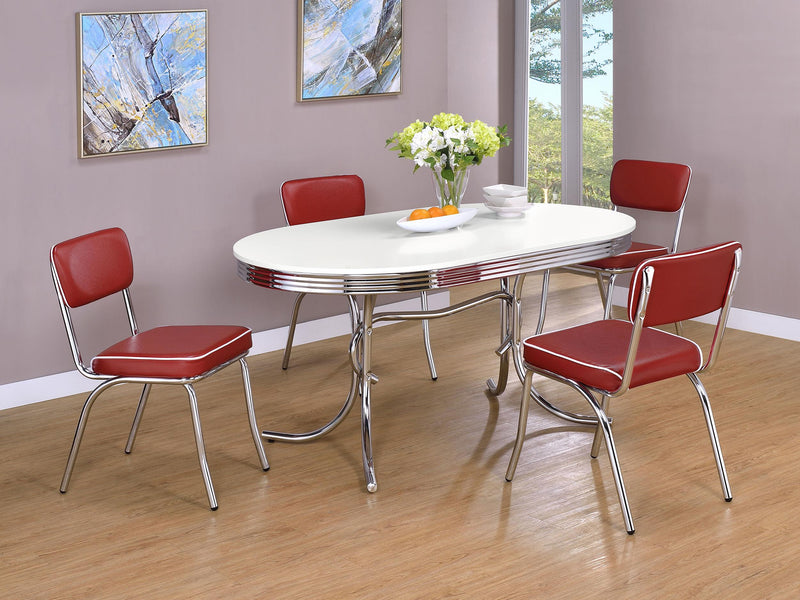 Retro Upholstered Dining Side Chair Red (Set of 2) - 2450R