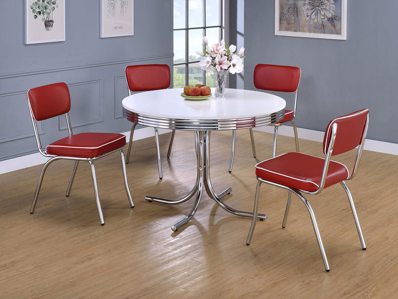 Retro Upholstered Dining Side Chair Red (Set of 2) - 2450R