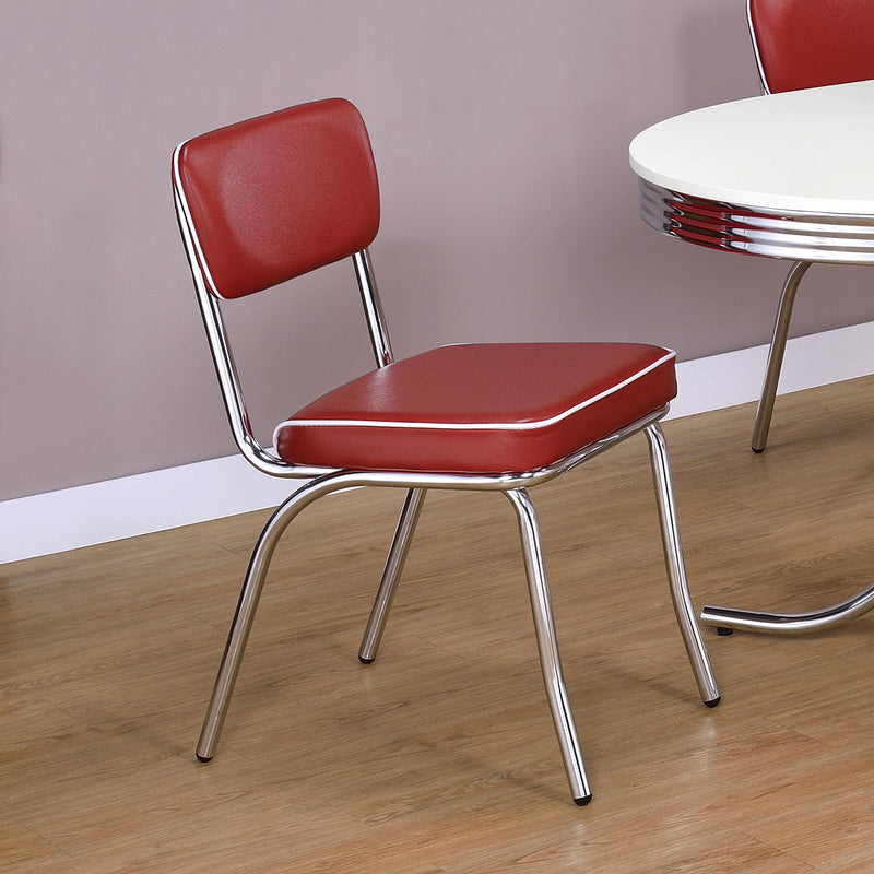 Retro Upholstered Dining Side Chair Red (Set of 2) - 2450R