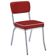 Retro Upholstered Dining Side Chair Red (Set of 2) - 2450R
