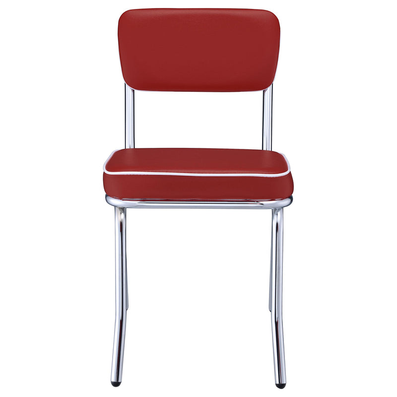 Retro Upholstered Dining Side Chair Red (Set of 2) - 2450R