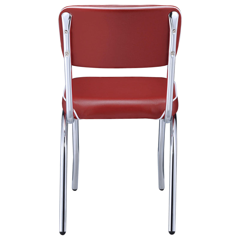 Retro Upholstered Dining Side Chair Red (Set of 2) - 2450R
